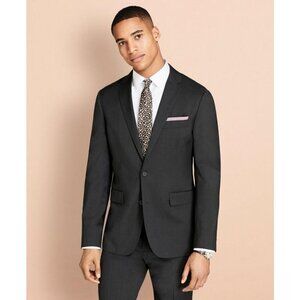 Brooks Brothers Brooksease Wool Sport Coat Gray 2 Button Notch Lapel 42L